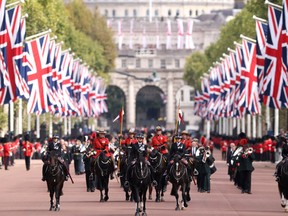 Mounties of the Royal Canadian Mounted Police along The Mall on September 19, 2022 in London, England.