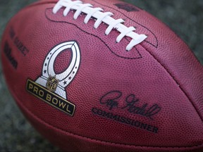 The Pro Bowl logo on a football during the second half of the 2016 NFL Pro Bowl at Aloha Stadium on January 31, 2016 in Honolulu, Hawaii.