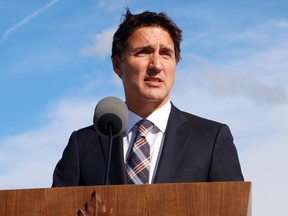 Prime Minister Justin Trudeau speaks a day after multiple people in the province of Saskatchewan were killed and injured in a stabbing spree, in Ottawa, Sept. 5, 2022.