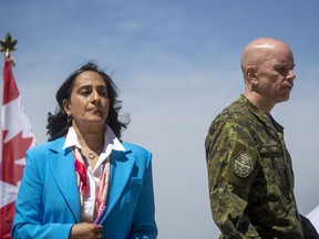 Minister of Defence Anita Anand attends a military announcement at Canadian Forces Base Trenton in Trenton, Ont., June 20, 2022.