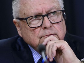 Then-Public Safety and Emergency Preparedness minister Ralph Goodale looks on during a news conference in Ottawa, May 7, 2019.
