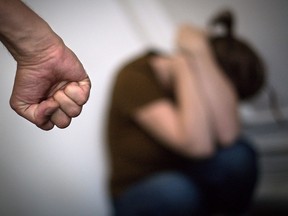 A photo-illustration depicting domestic violence.