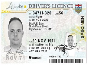 The Alberta government announced Wednesday that all driver's licenses and identification cards will be redesigned to help protect against counterfeiting and ID theft. Photo Supplied
