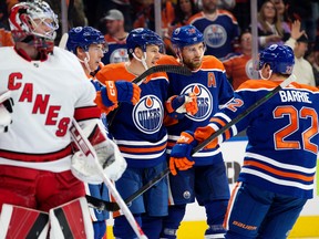 Edmonton Oilers rain down on the Hurricanes in 6-4 win - Toronto Sun 2 The Edmonton Oilers celebrate a goal against the Carolina Hurricanes during first period NHL action at Rogers Place in Edmonton, Thursday Oct. 20, 2022.