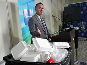 Denis Jubinville (Branch Manager, Waste Services, City of Edmonton) talked about the approved Single-Use Item Reduction Bylaw at city hall in Edmonton on Wednesday October 5, 2022.