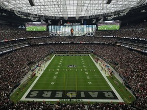 Sep 18, 2022; Paradise, Nevada, USA; A general overall view of Allegiant Stadium during the game between the Las Vegas Raiders and the Arizona Cardinals.