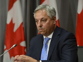 CSIS director David Vigneault at a 2020 press conference. He told the Emergencies Act inquiry he advised Trudeau to invoke the act to quell the Freedom Convoy.