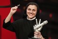 Sister Cristina Scuccia reacts after winning the Italian State RAI TV program's final "The Voice of Italy" in Milan on June 6, 2014. (MARCO BERTORELLO/AFP via Getty Images)