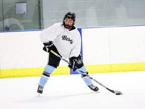 Jess Healey of Edmonton practices with the Buffalo Beauts of the Premier Hockey Federation in preparation for their season opener against the Montreal Force on Nov. 4, 2022.