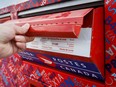 Mail boxes are seen at Canada Post's main plant in Calgary, Alta., Saturday, May 9, 2020, amid a worldwide COVID-19 pandemic.