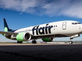 File photo of a Flair Airlines plane.