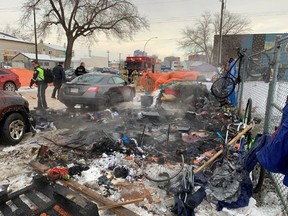 Healthy Streets Operations Centre was first on the scene of a propane tank explosion in the area of 105A Avenue and 96 Street on Dec. 13, 2022.
