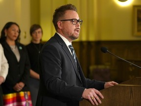 Nicholas Milliken, minister of mental health and addiction, speaks at a press conference announcing a new task force to help tackle homelessness and public safety in Calgary on Friday, December 16, 2022.