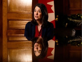 Alberta Premier Danielle Smith speaks to Postmedia during a year-end interview in her office at the Alberta legislature in Edmonton on Dec. 14, 2022.