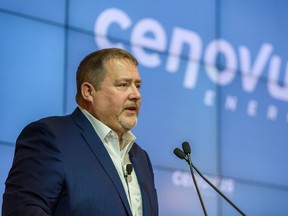 Cenovus CEO Alex Pourbaix speaks at a news conference in January 2020.