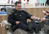 Edmonton Fire Rescue Services Chief Joe Zatylny donates blood in Edmonton on Tuesday January 3, 2023. Emergency service workers in Edmonton are answering the call to help save lives as part of a month-long Sirens for Life campaign organized by Canadian Blood Services.