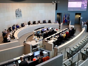 Edmonton city council in council chambers