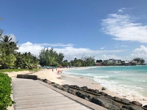 The boardwalk along Rockley Beach on the south coast of Barbados.