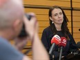 New Zealand Prime Minister Jacinda Ardern announces her resignation at the War Memorial Centre on Jan. 19, 2023 in Napier, New Zealand.
