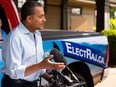 Raj Sherman announces his candidacy for the leadership of the United Conservative Party at Lewis Estates Golf Course in Edmonton, on Wednesday, June 29, 2022. Photo by Ian Kucerak