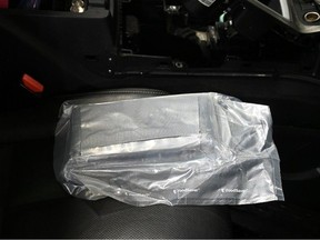 Cocaine seized from a hidden compartment in a Nissan Murano during a seven-month-long drug trafficking investigation. Photo supplied by the Edmonton Police Service.