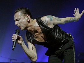 Dave Gahan, lead vocalist for Depeche Mode, performs in concert at Rogers Place in Edmonton, Canada on Friday October 27, 2017. Depeche Mode are an English electronic band that formed in Basildon, Essex in 1980.