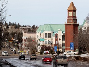 Looking north down Perron Street in downtown St. Albert, Alta., on Wednesday March 12, 2014.