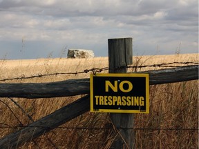 A ‘No Trespassing’ sign is seen in southern Alberta in 2012.