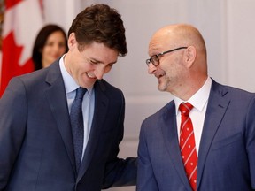 Prime Minister Justin Trudeau and Justice Minister David Lametti are seen at Rideau Hall in Ottawa, Nov. 20, 2019.