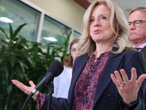 NDP Leader Rachel Notley speaks at the University of Calgary during an announcement about post-secondary education on Thursday.