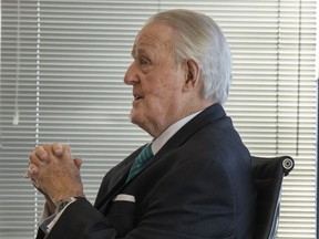 Former prime minister Brian Mulroney speaks during an interview in Montreal, Oct. 25, 2022.