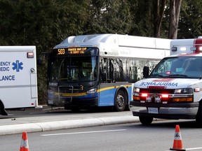 A man had his throat slashed on a Surrey bus on April 1, 2023. The suspect is expected to recover, and a suspect has been charged with attempted murder.