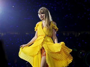Taylor Swift performs on Eras Tour in Houston in April 2023.