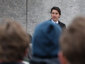 Prime Minister Justin Trudeau speaks during the National Holocaust Monument in Ottawa for a community-wide commemoration to remember the victims of the Holocaust, honour the Survivors, and reaffirm the commitment to preserve the memories and lessons of the Shoah (Hebrew for Holocaust and used colloquially by Jews globally).