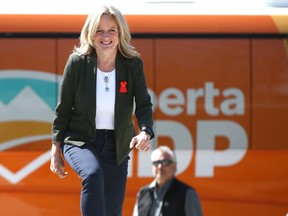 Alberta NDP Leader Rachel Notley arrives at an election campaign event in Calgary on May 5, 2023.