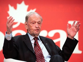 Former prime minister Jean Chrétien delivers a keynote address during the second day of the Liberal convention in Ottawa, Friday, May 5, 2023.