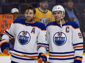 Leon Draisaitl and Connor McDavid of the Edmonton Oilers.