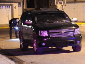 EDMONTON, AB. MARCH 29, 2012 -Police investigate a suspicious death around a Chevrolet Tahoe near 167a Avenue and 113 Street.