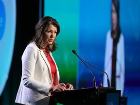 Alberta Premier Danielle Smith makes a keynote speech at the Global Energy Show in Calgary on Tuesday, June 13, 2023.