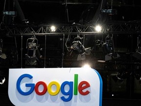 A photo shows US technology Google group logo during the Vivatech technology startups and innovation fair at the Porte de Versailles exhibition centre in Paris, on June 14, 2023.