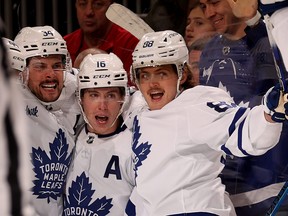 From left, Auston Matthews, Mitchell Marner and William Nylander are three parts of the Maple Leafs’ Core 4.
