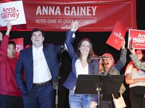 Liberal candidate Anna Gainey addresses her supporters after winning the federal by-election in the Notre-Dame-de-Grace-Westmount riding Monday, June 19, 2023 in Montreal.