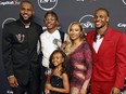 (L-R) LeBron James, winner of Best Record-Breaking Performance, Bryce James, Zhuri James, Savannah James, and Bronny James attend The 2023 ESPY Awards at Dolby Theatre on July 12, 2023 in Hollywood, California. (Photo by Frazer Harrison/Getty Images)
