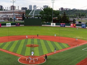 The Edmonton Riverhawks play the Portland Pickles at RE/MAX Field in Edmonton, on Tuesday, June 7, 2022.