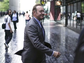 Actor Kevin Spacey walks outside Southwark Crown Court, London, Monday July 17, 2023. Elton John briefly testified Monday for the defense at Kevin Spacey's sexual assault trial as the actor's lawyer attempted to discredit a man who claimed the Oscar winner aggressively grabbed his crotch while driving to the singer's summer ball.