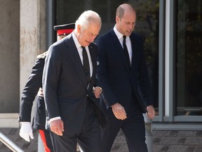 King Charles and Prince William in Lambeth on Sept. 17, 2022.