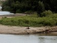 Sunbathers on the Fort Edmonton sandbar in June 2023. Emergency crews are looking for Austin Richmond Laporte, a 20-year-old Beaumont resident swept away by the river near Devon July 16, 2023.