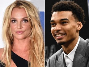 Britney Spears and Victor Wembanyama are pictured in file photos.