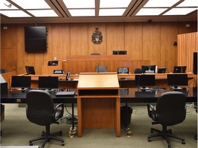 The inside of an Edmonton courtroom. The Alberta Court of Appeal, the province's top court, issued a decision on Aug. 2, 2023, upholding the firing of Edmonton police officer Stephen Fossen.