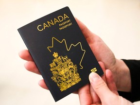 The new Canadian passport is unveiled at an event at the Ottawa International Airport on May 10, 2023.